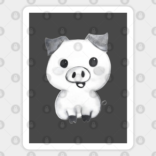 Cute Baby Pig Magnet by Zenflow